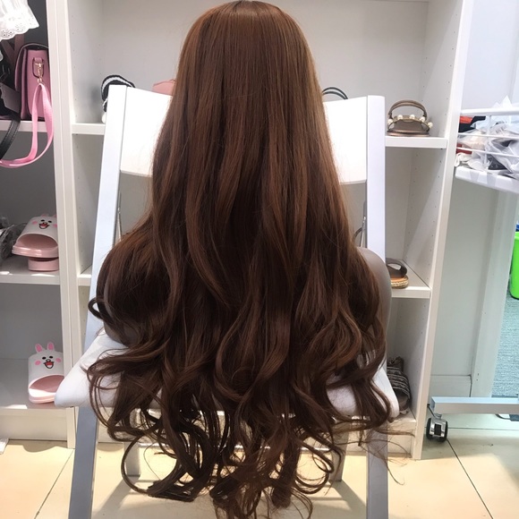 Human hair blend medium brown wig - Picture 3 of 8